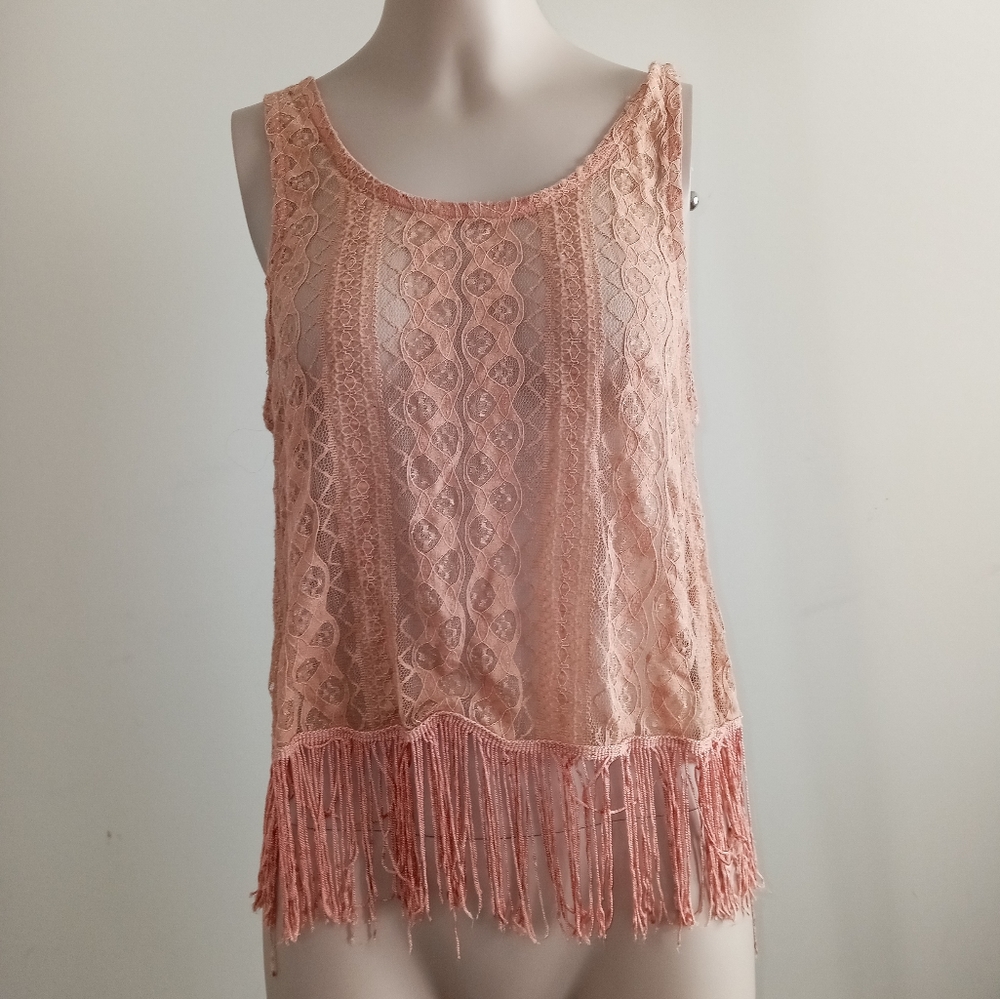 Forever21 macrame fringe lace shirt size small